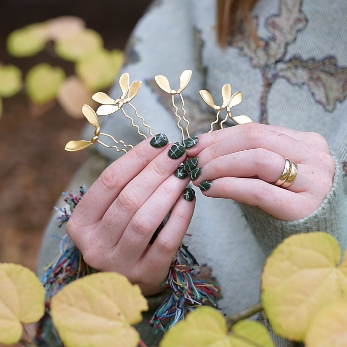 Gold Vermeil Sycamore Hairpin Set