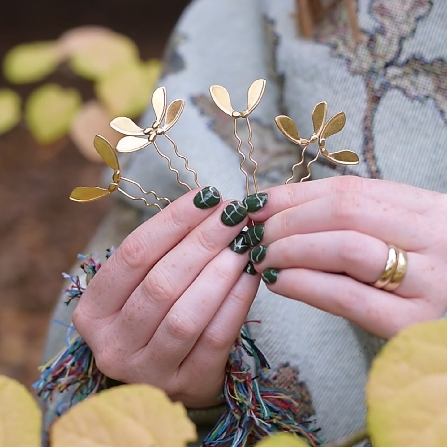 Gold Vermeil Sycamore Hairpin Set