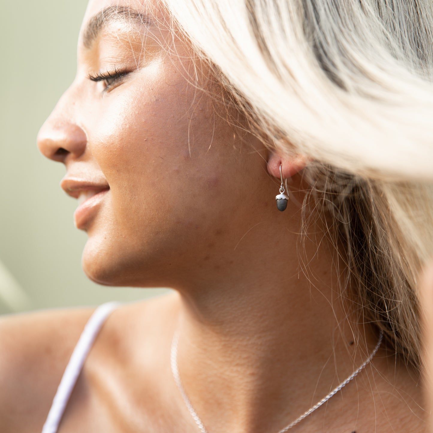 Oxidised Acorn Drop Earrings