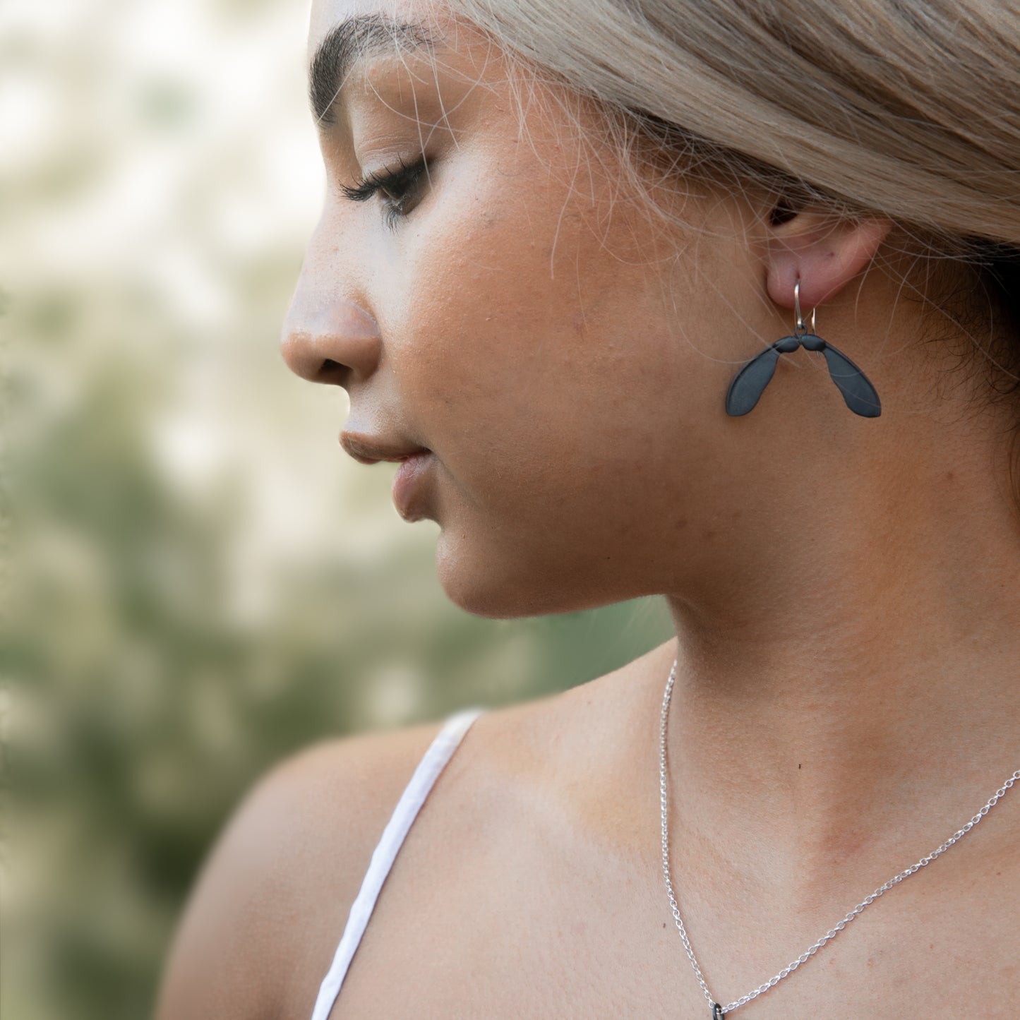 Oxidised Sycamore Drop Earrings