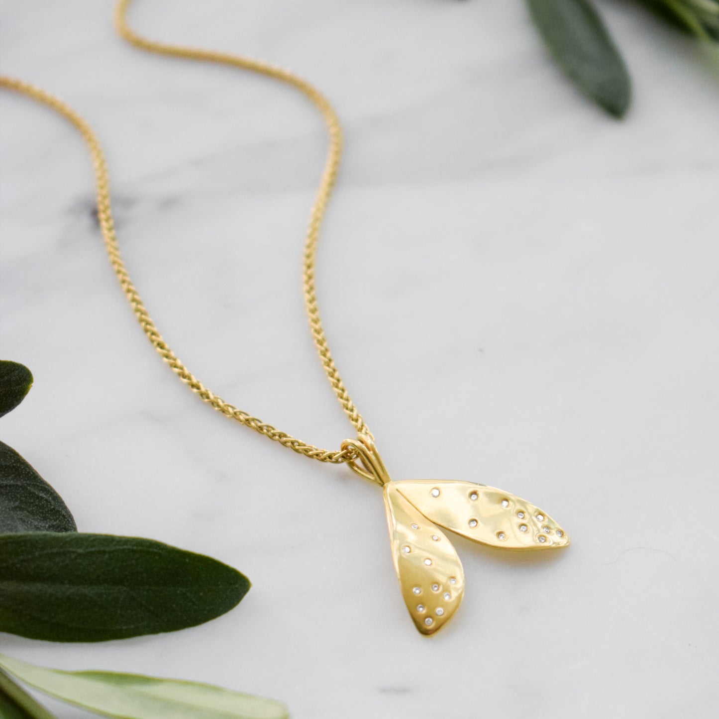 Diamond Moth Necklace