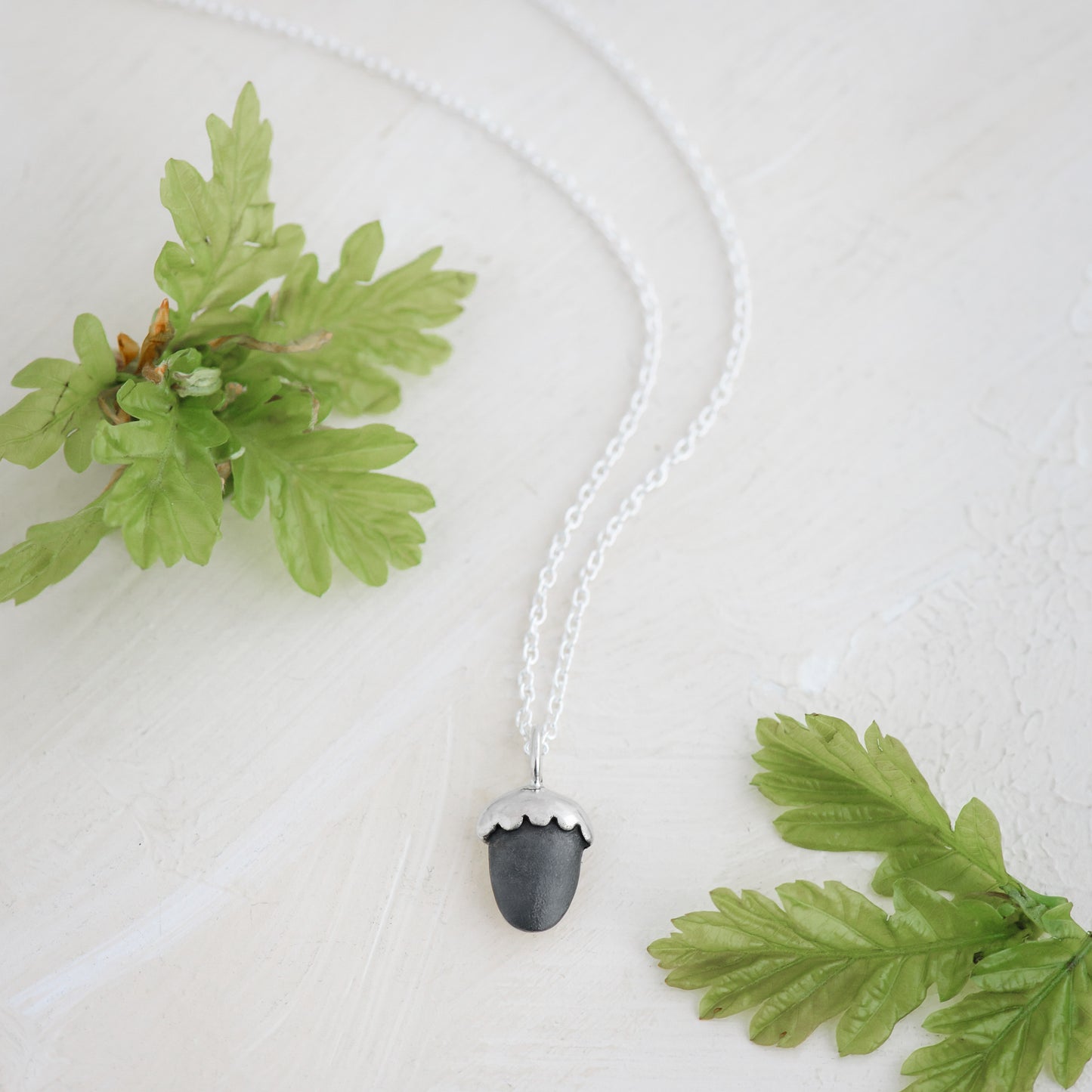 Oxidised Acorn Necklace