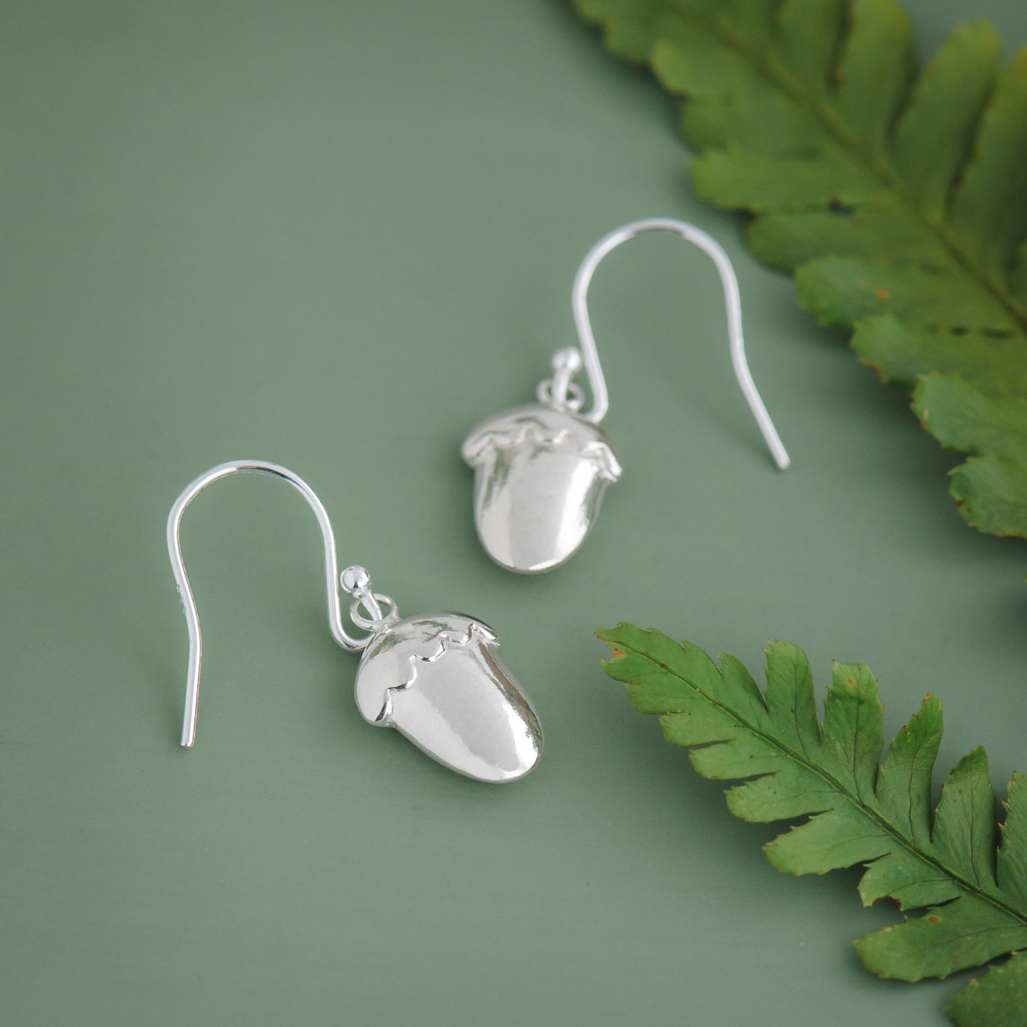 Silver Acorn Drop Earrings