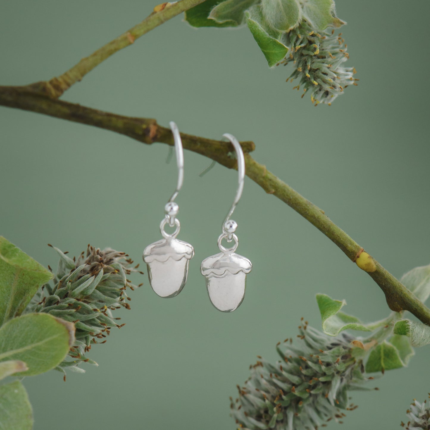 Silver Acorn Drop Earrings