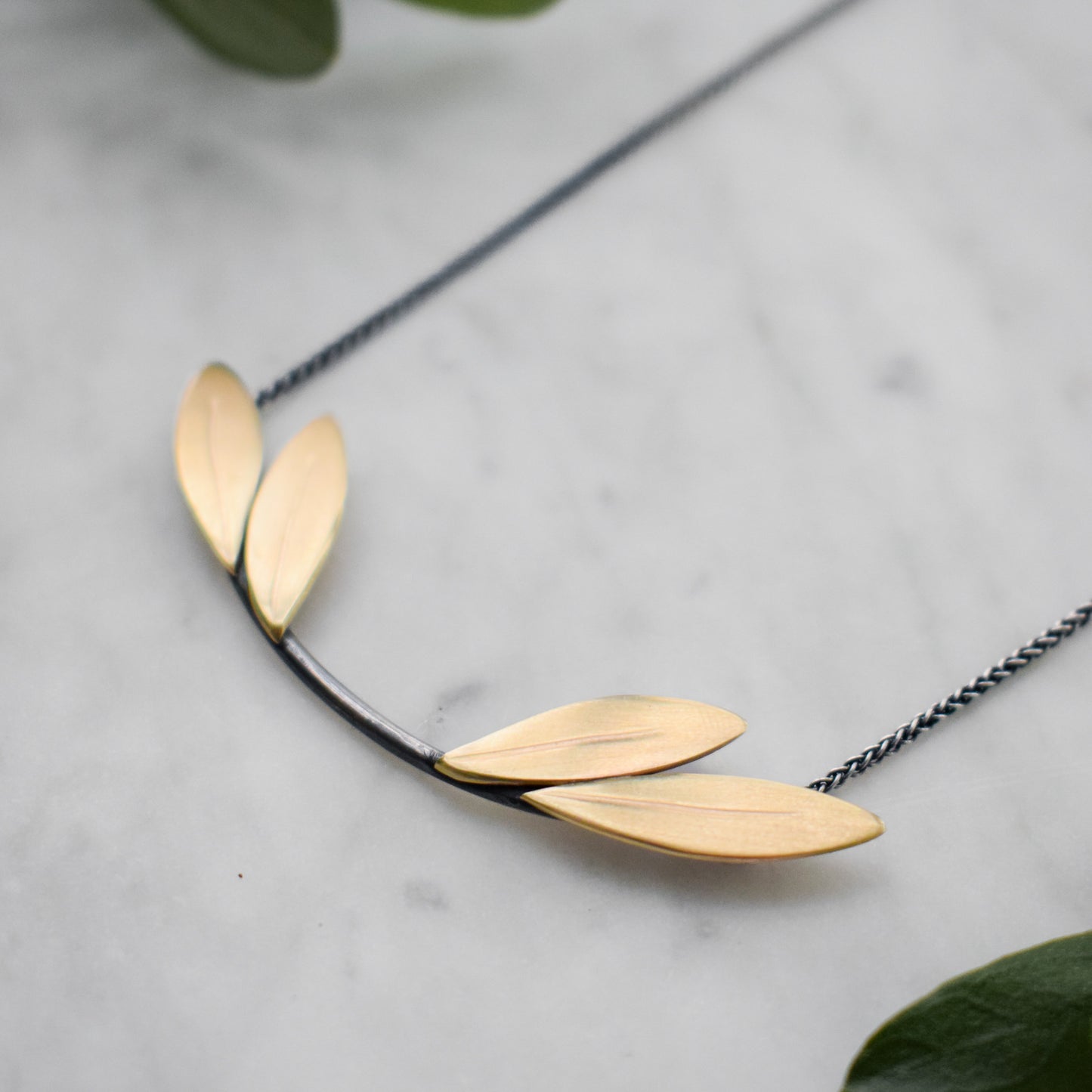 Mirrored Olive Branch Necklace
