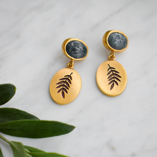 Gold Vermeil Rowan Earrings with Moss Agate