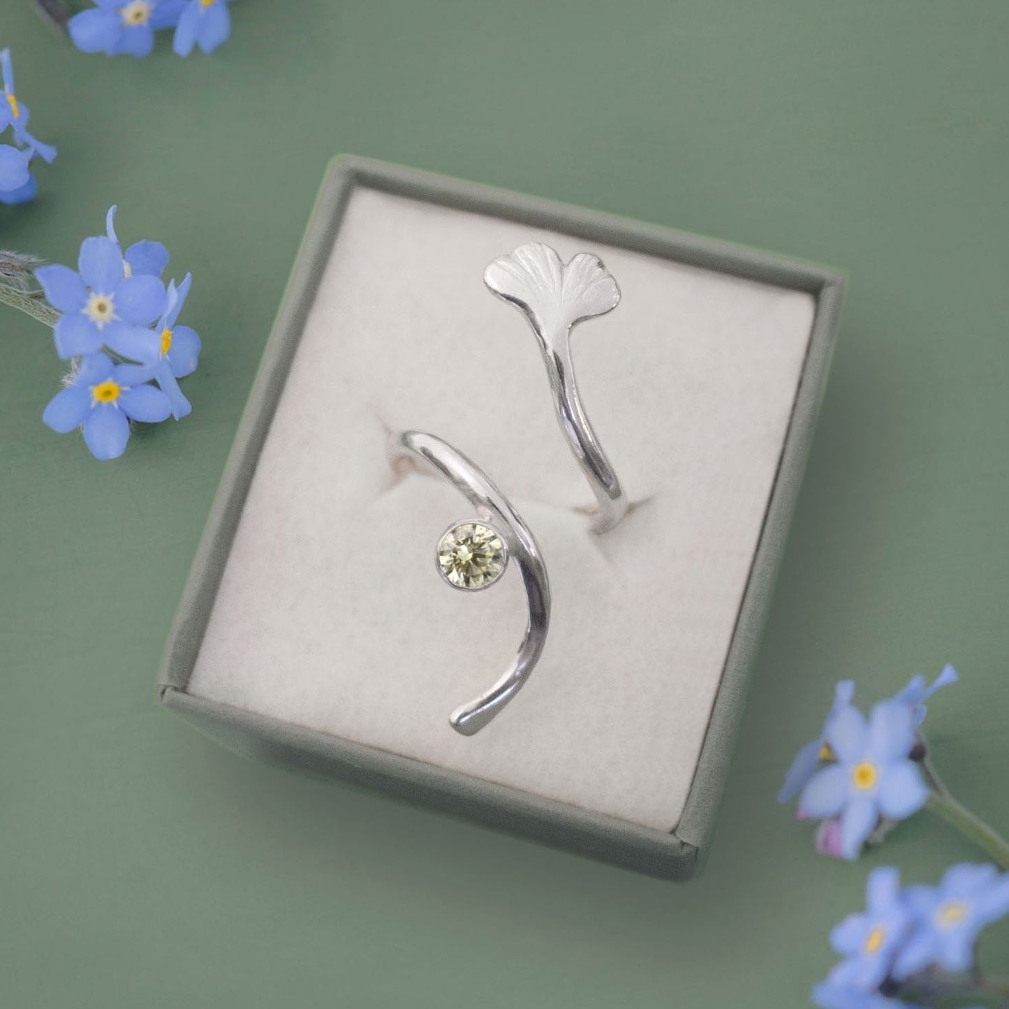 Silver Ginkgo Open Ring