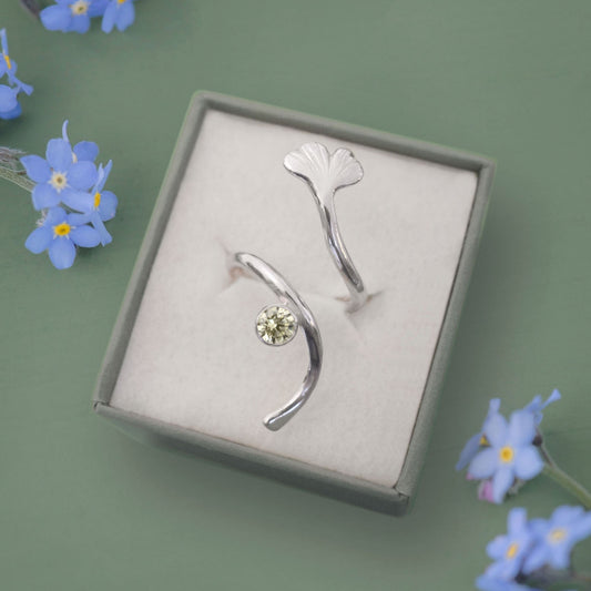 Silver Ginkgo Open Ring