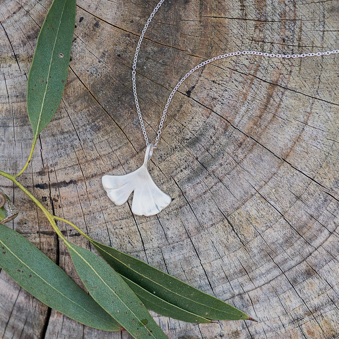 Silver Ginkgo Necklace