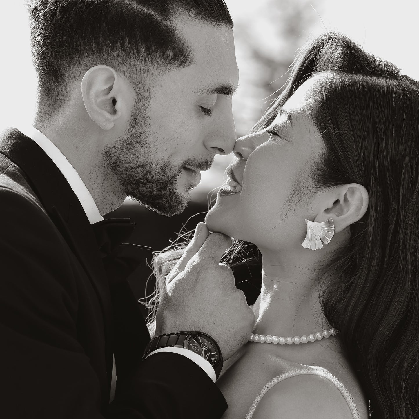 Silver Ginkgo Stud Earrings