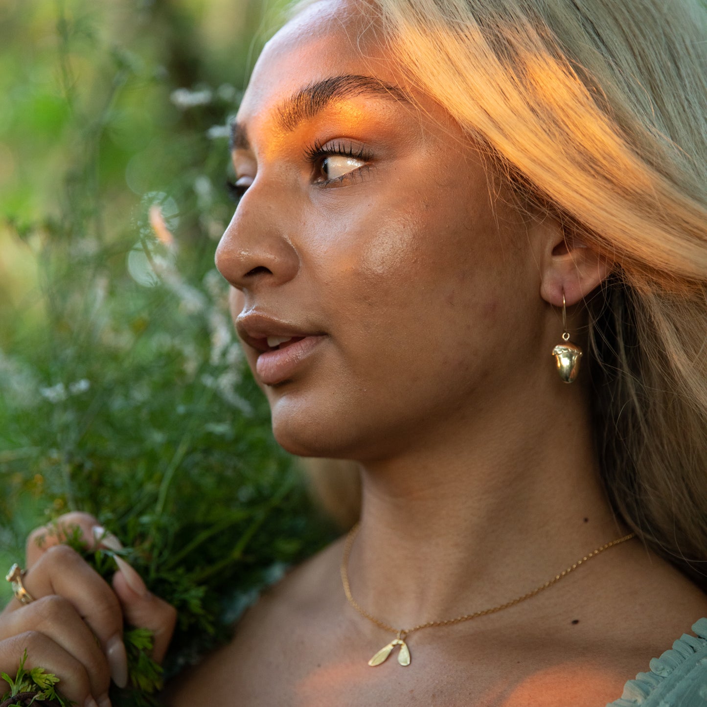 Gold Acorn Drop Earrings