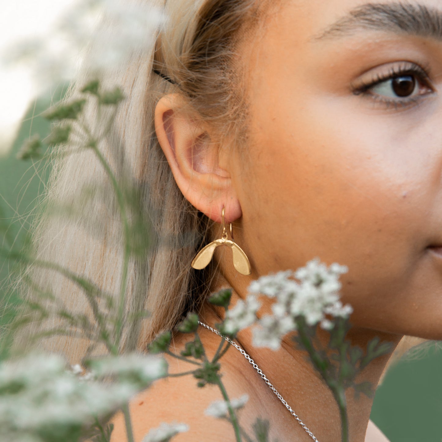 Gold Sycamore Drop Earrings