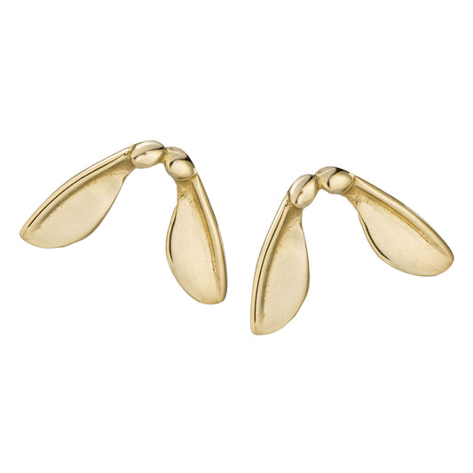 Gold Sycamore Stud Earrings