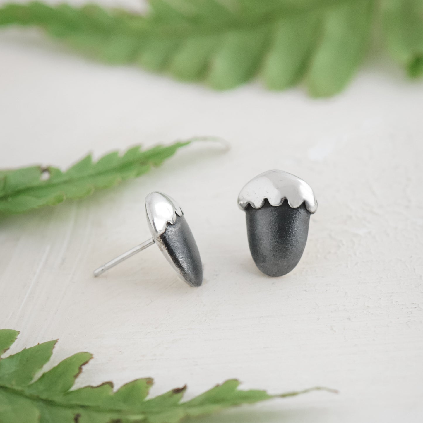 Oxidised Acorn Stud Earrings