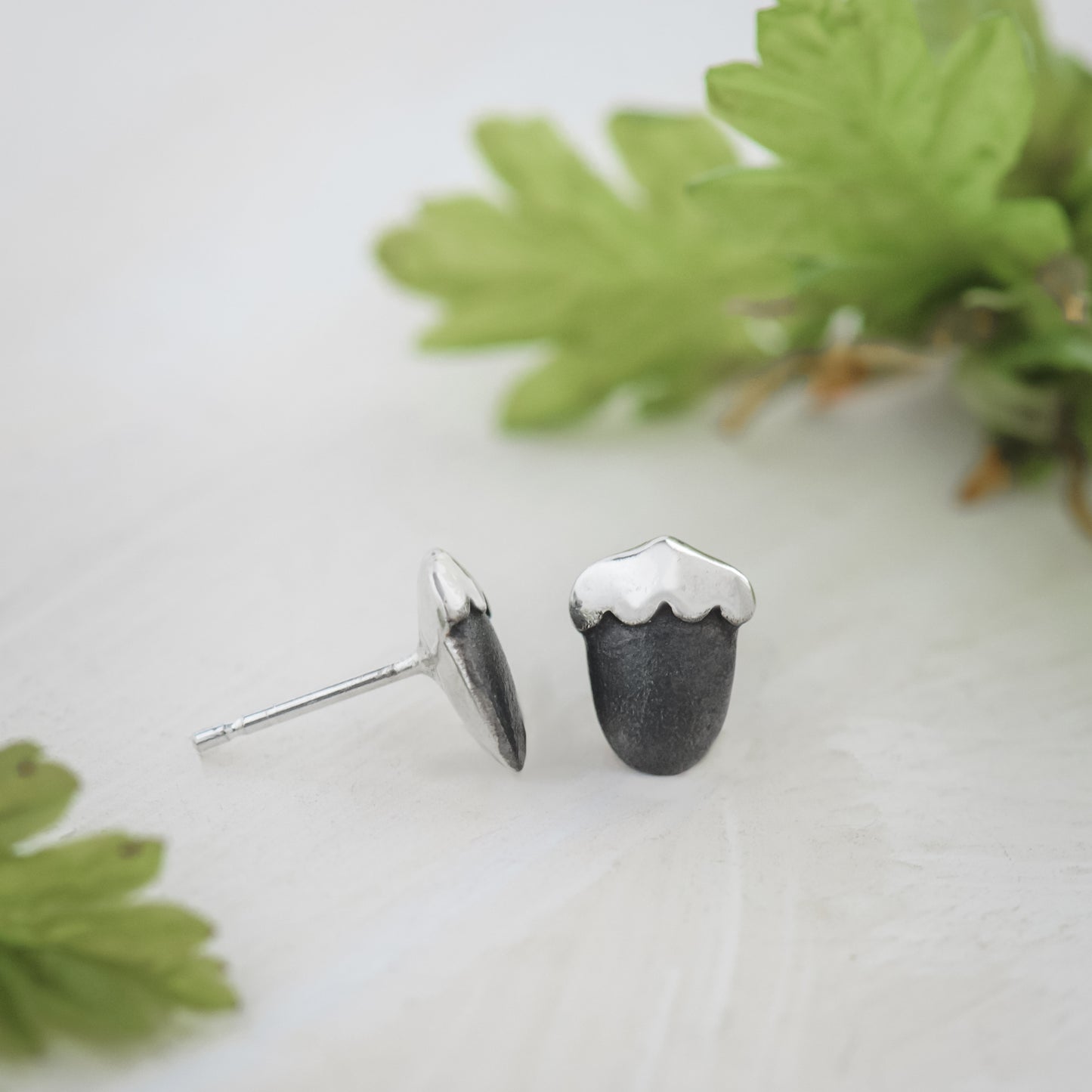 Oxidised Acorn Stud Earrings