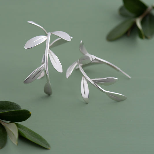 Olive Branch Hoop Earrings