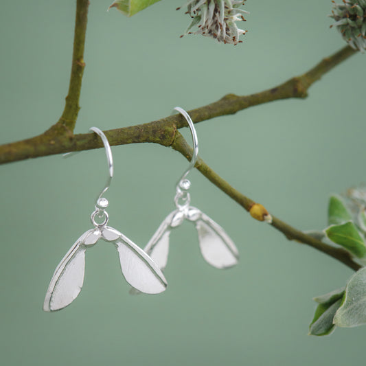 Silver Sycamore Drop Earrings