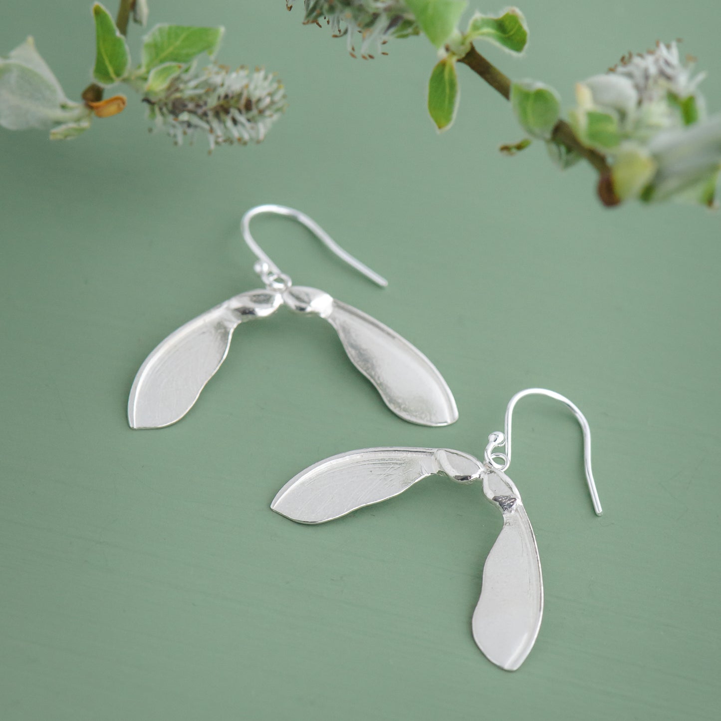 Silver Sycamore Drop Earrings