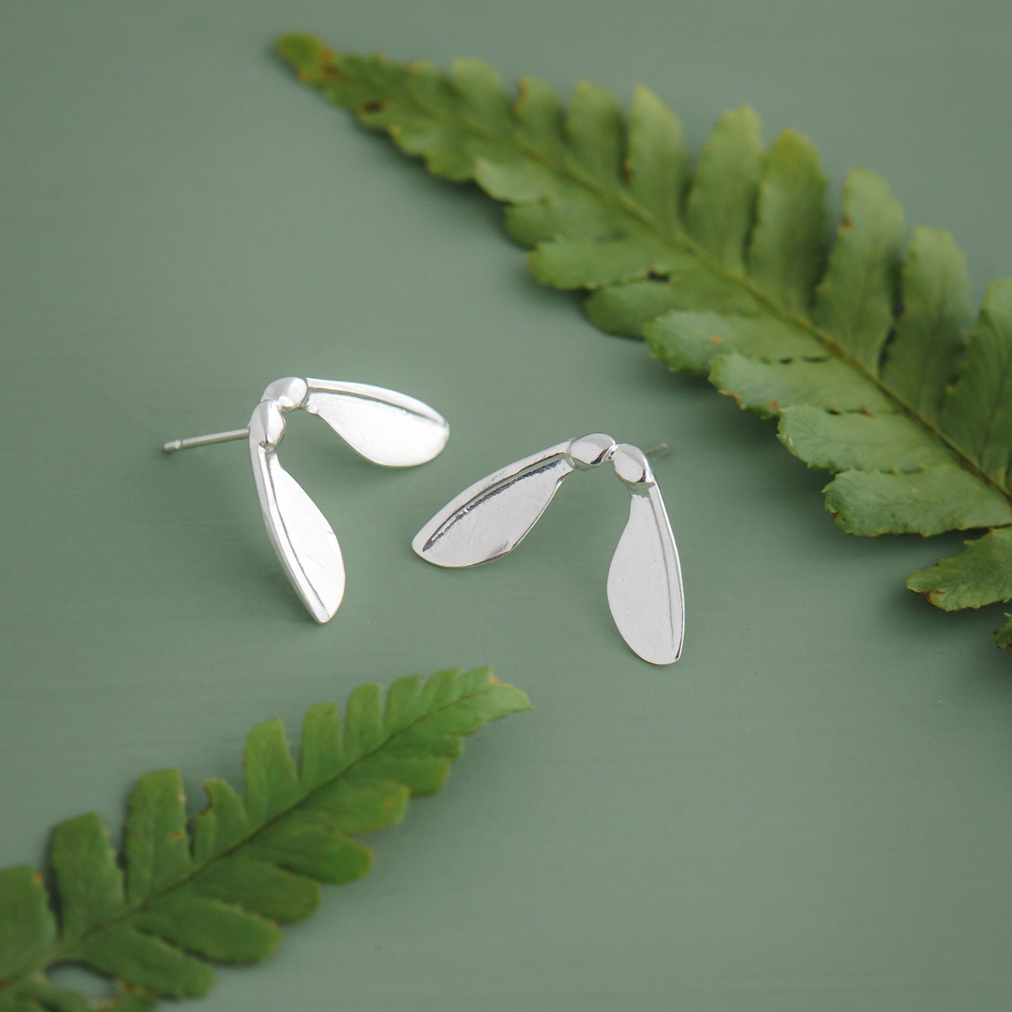 Silver Sycamore Stud Earrings